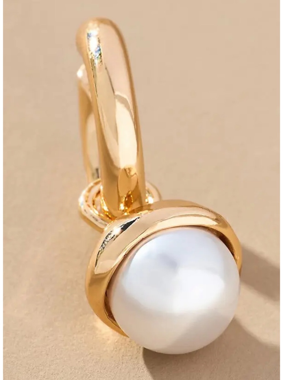 Pearl Drop Huggie Hoop Earrings
